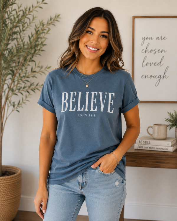 The Believe Tee – John 14:1 | Grace & Growth Collection